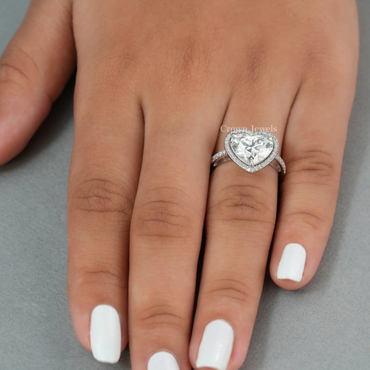 Heart Cut Lab Grown Halo Diamond Ring