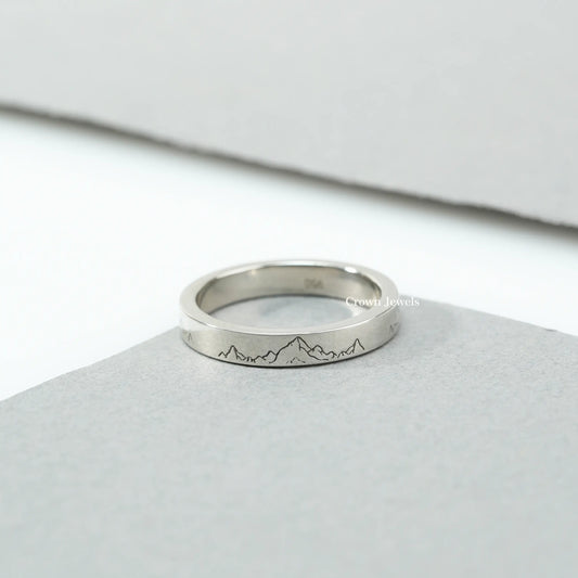 Mountain Pattern Unisex Wedding Band