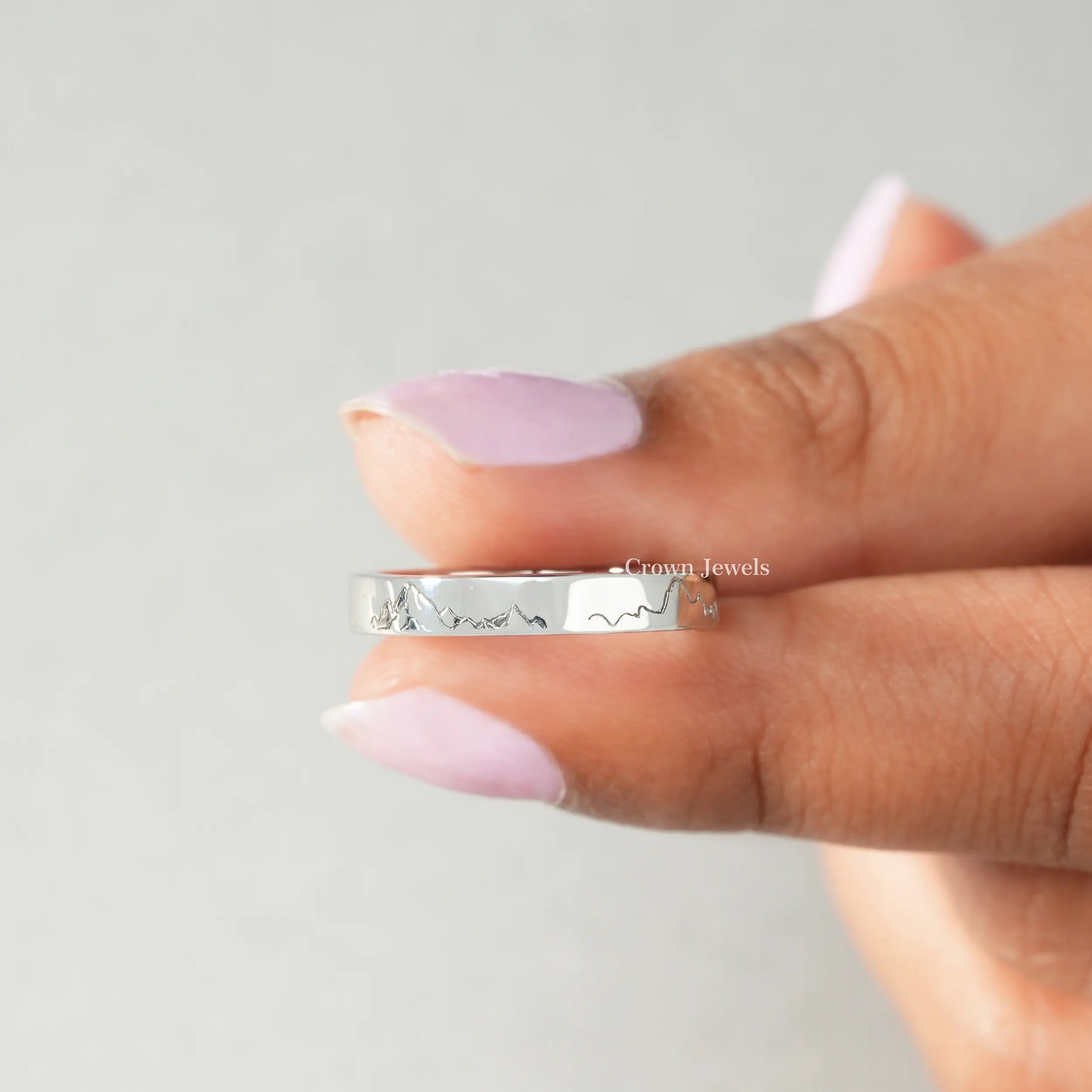 Mountain Pattern Unisex Wedding Band