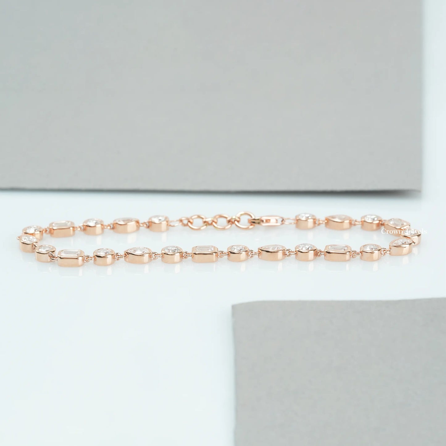 Multi Shape Bezel Set Tennis Bracelet