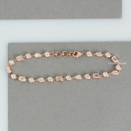 Multi Shape Bezel Set Tennis Bracelet