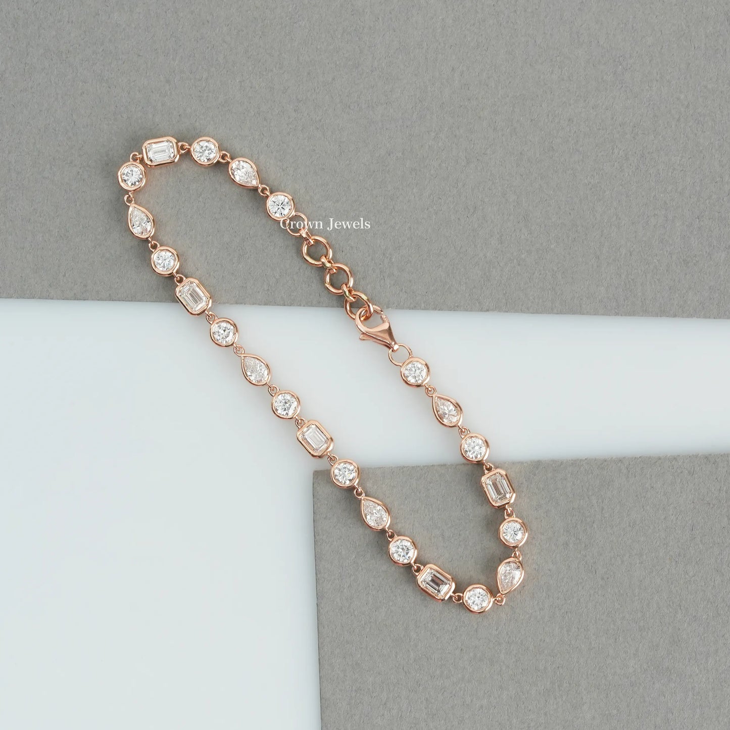 Multi Shape Bezel Set Tennis Bracelet