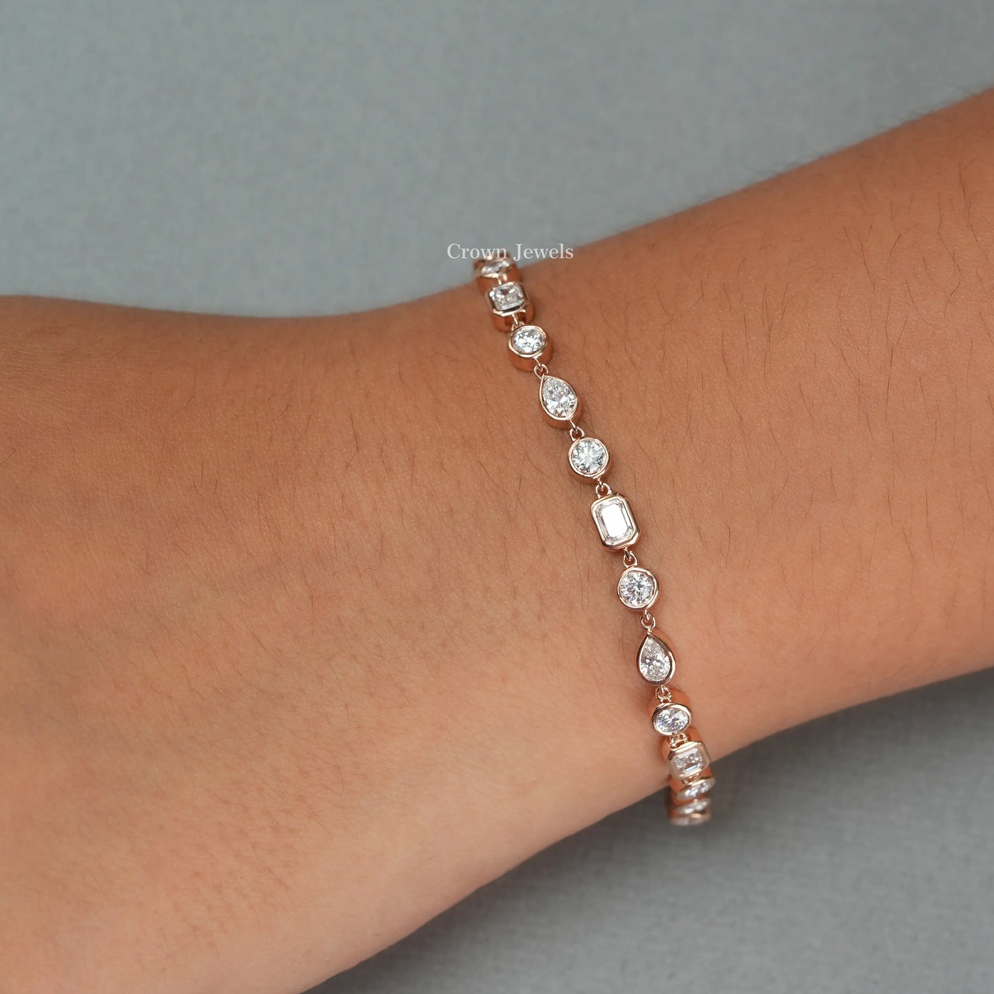 Multi Shape Bezel Set Tennis Bracelet