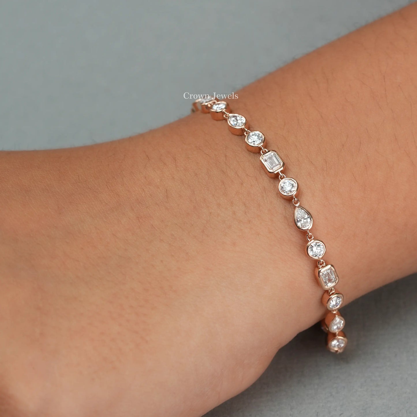 Multi Shape Bezel Set Tennis Bracelet