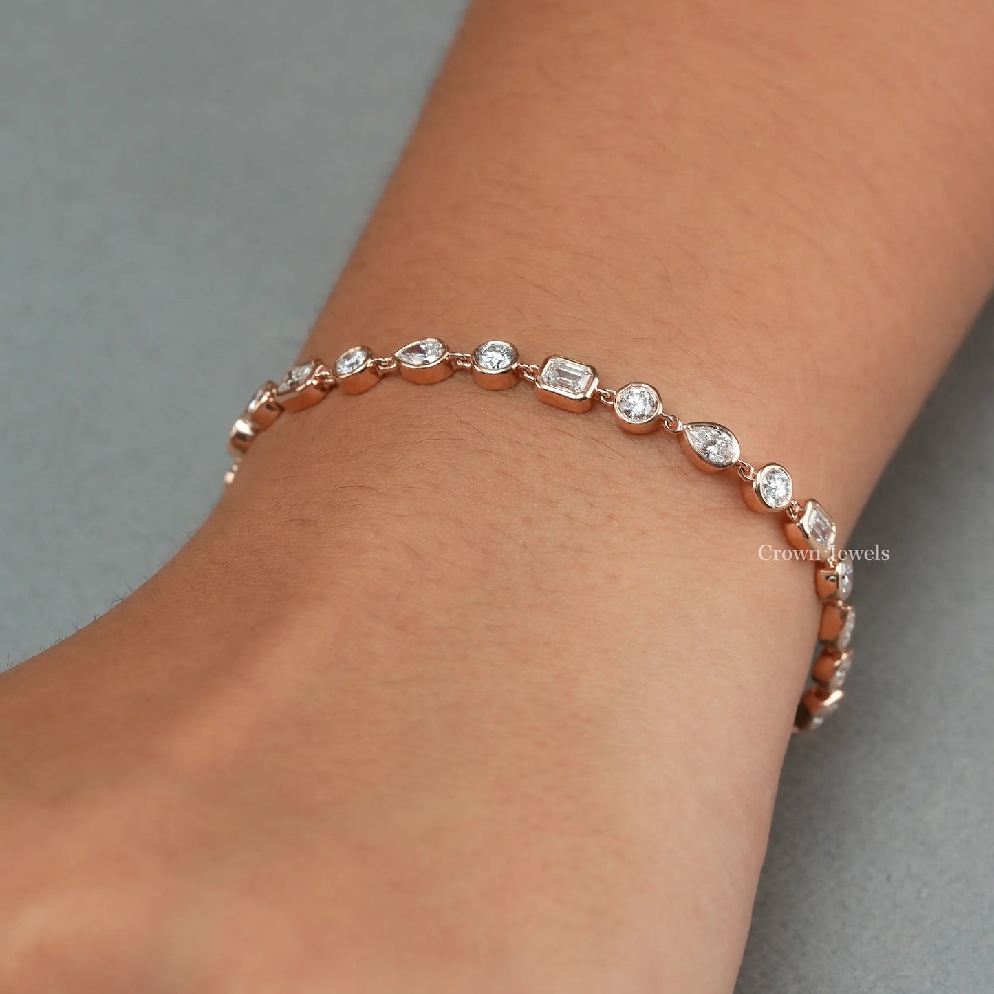 Multi Shape Bezel Set Tennis Bracelet