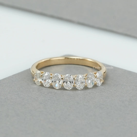 Oval Cut Half Eternity Wedding Band