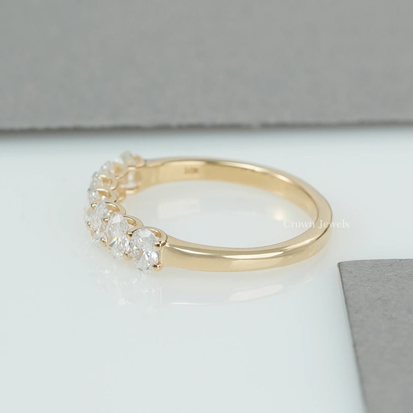 Oval Cut Half Eternity Wedding Band