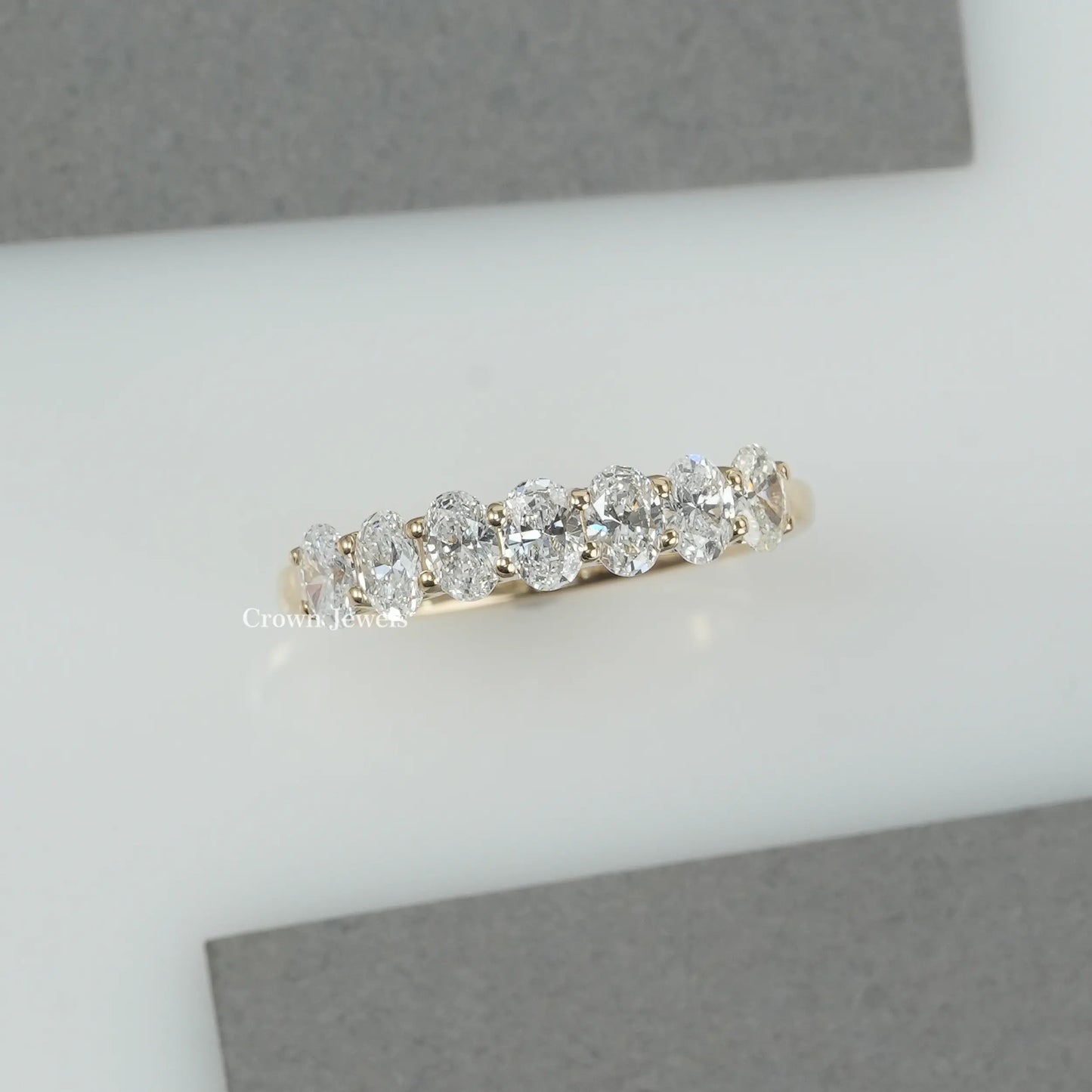 Oval Cut Half Eternity Wedding Band