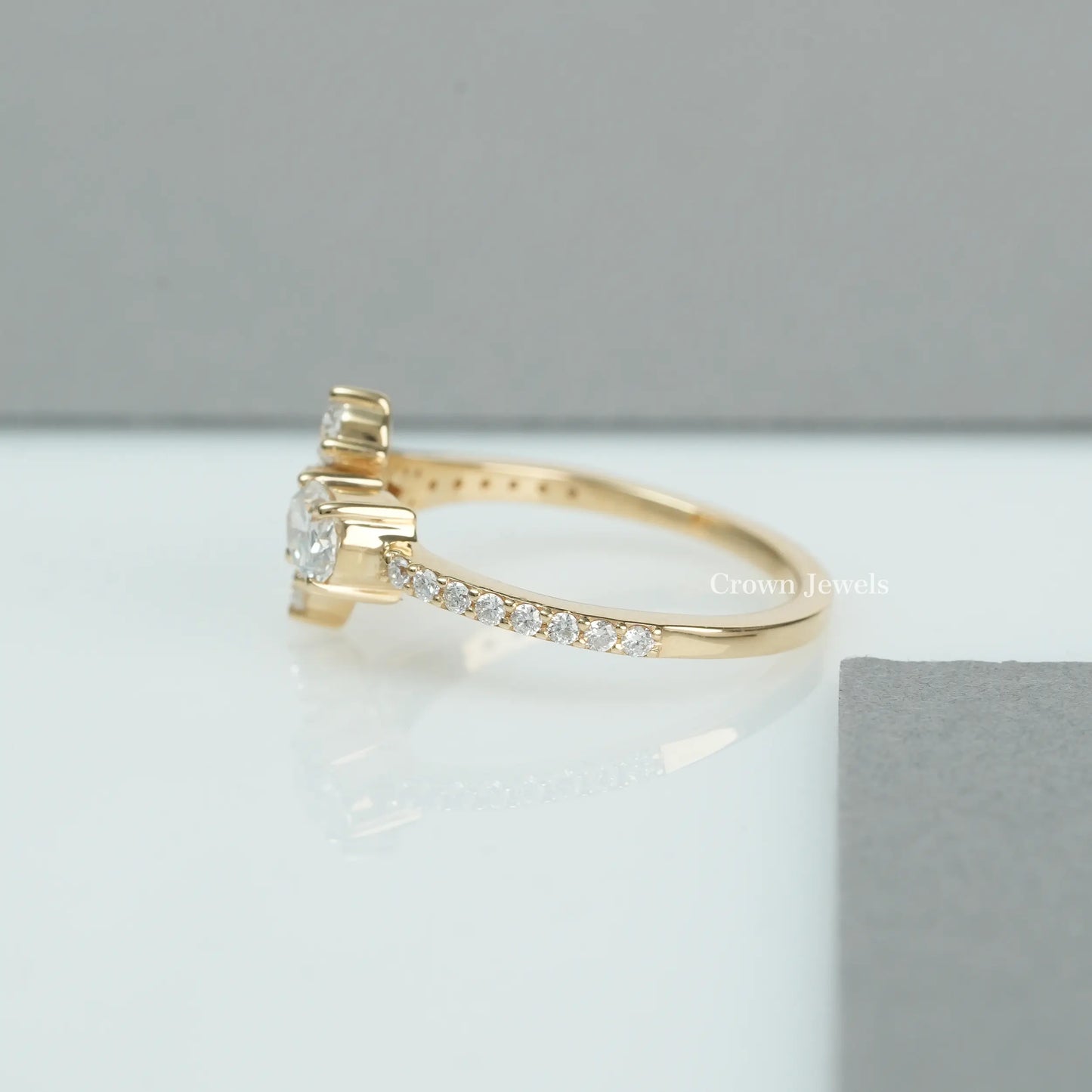 Oval Diamond Open Cuff Danity Ring