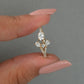 Oval Diamond Open Cuff Danity Ring