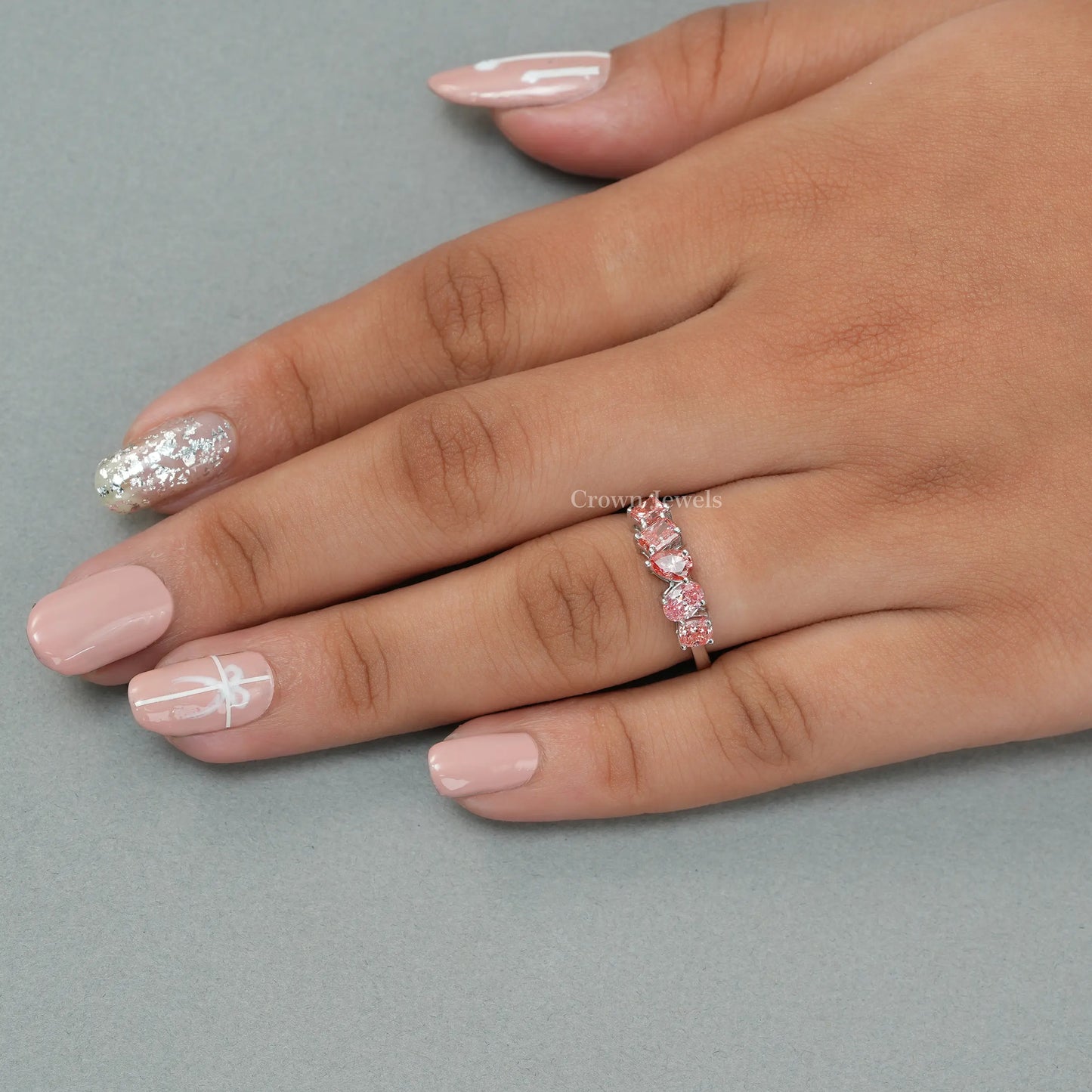 Multi Shape Pink Diamond Wedding Ring
