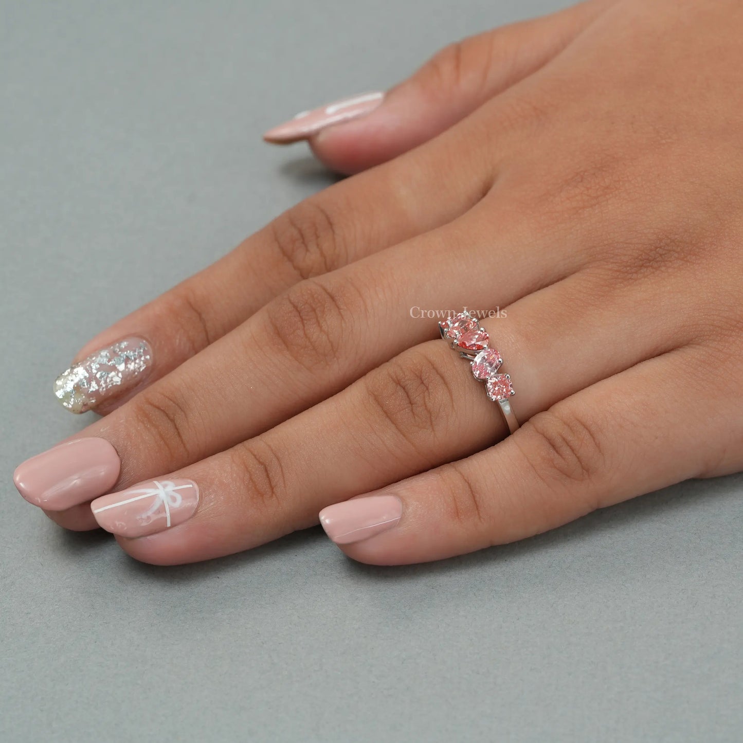Multi Shape Pink Diamond Wedding Ring