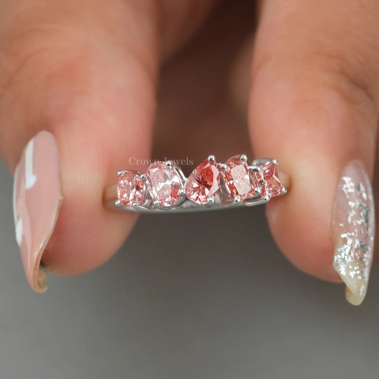 Multi Shape Pink Diamond Wedding Ring