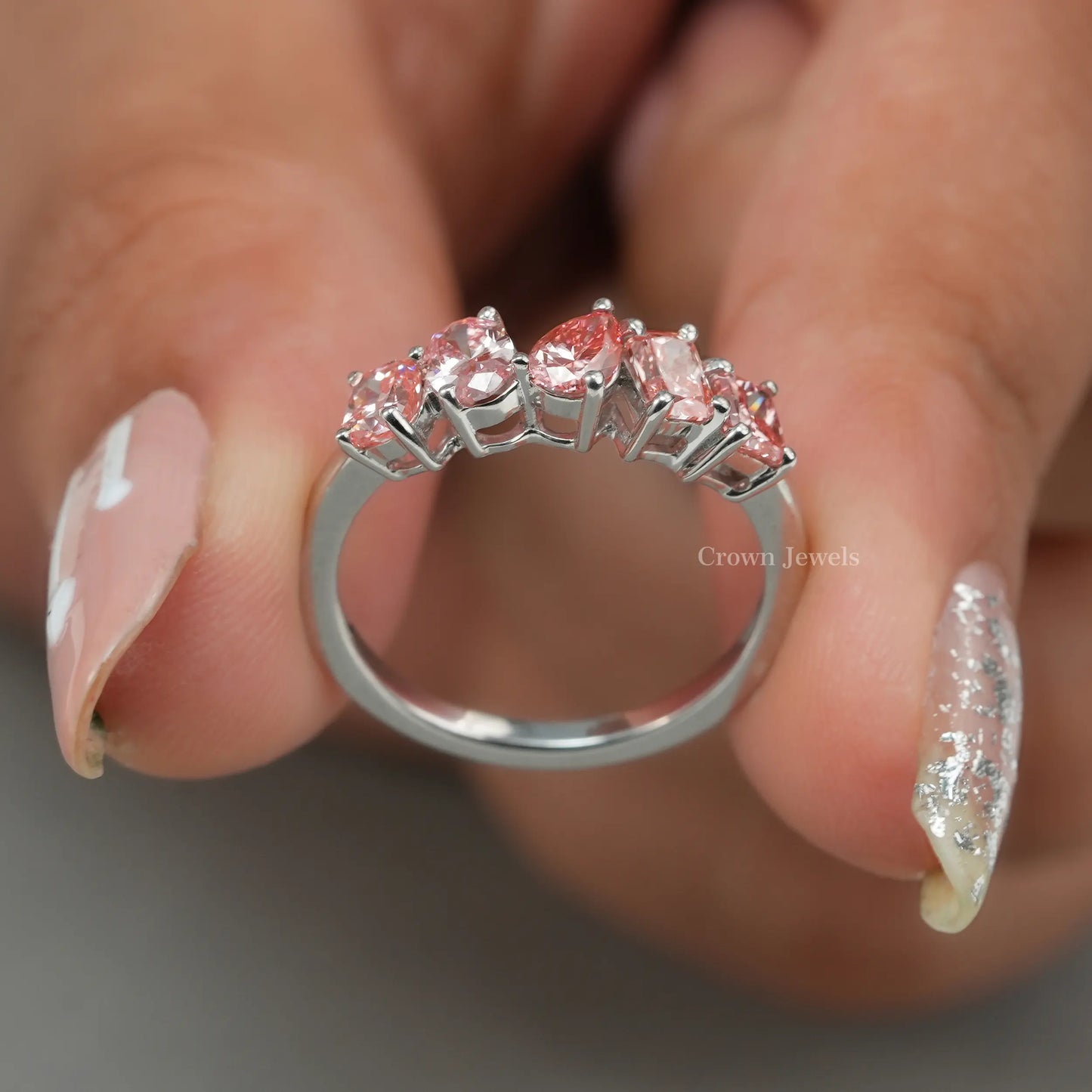 Multi Shape Pink Diamond Wedding Ring
