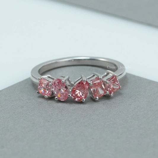 Multi Shape Pink Diamond Wedding Ring