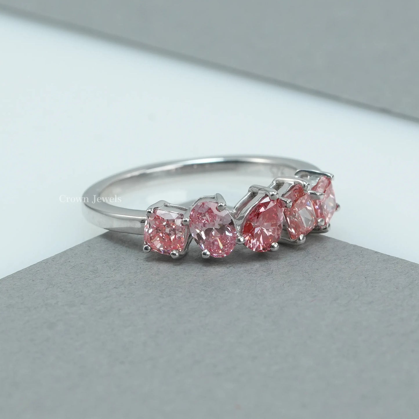Multi Shape Pink Diamond Wedding Ring