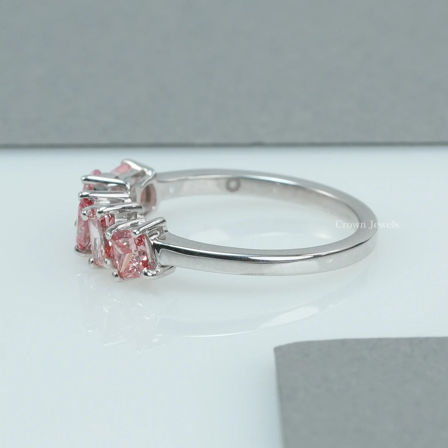 Multi Shape Pink Diamond Wedding Ring