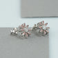 Pink Round Cut Flower Shape Earrings