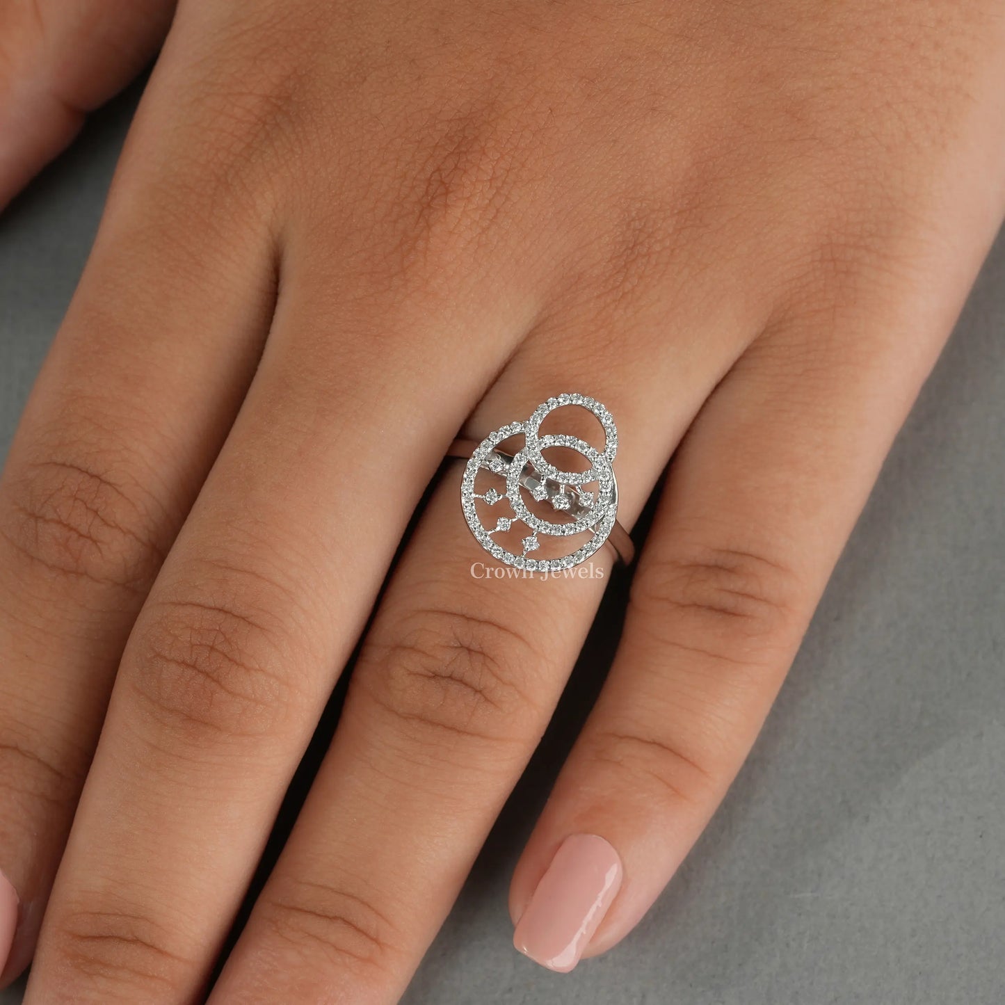 Round Cut Lab Grown Diamond Double Circle Ring