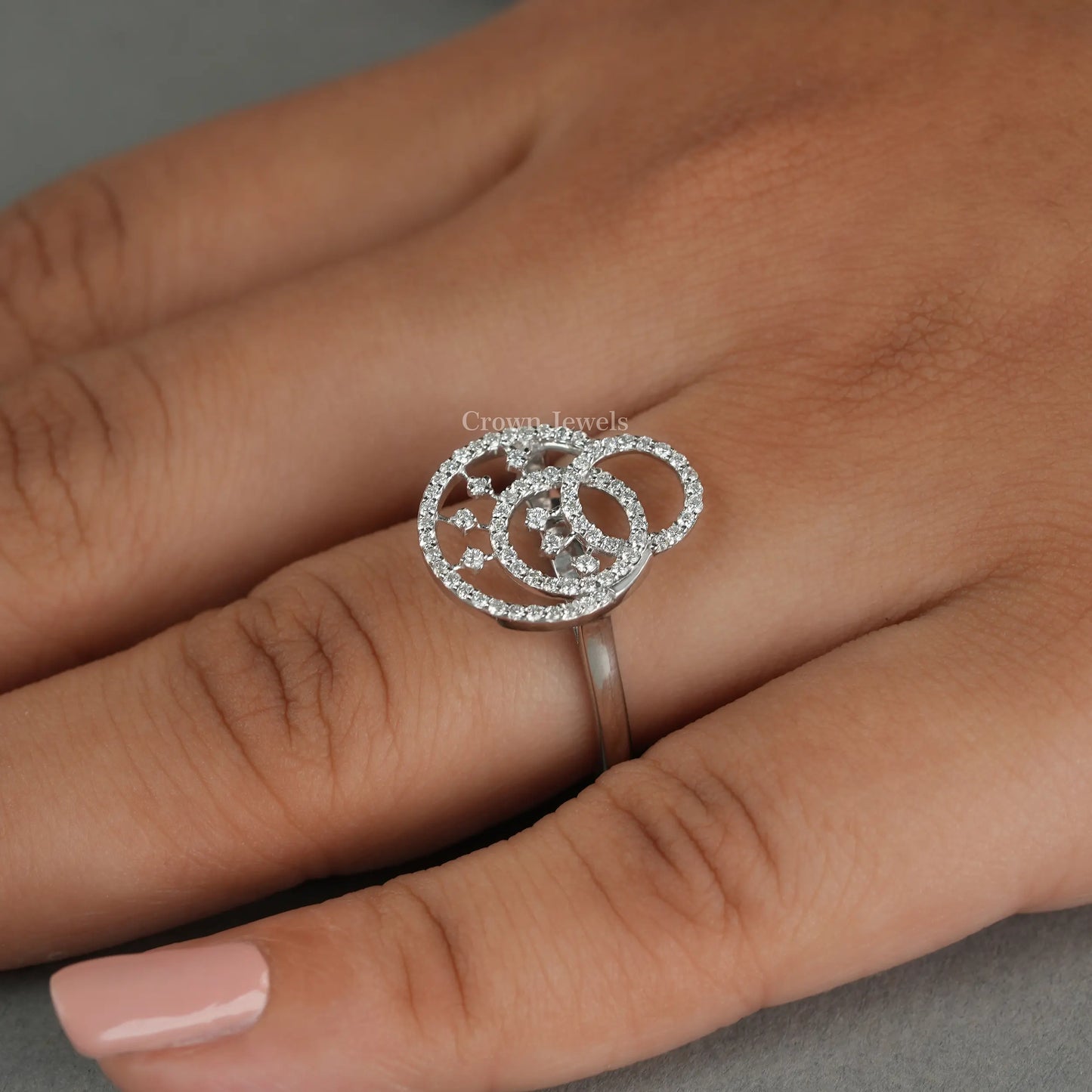 Round Cut Lab Grown Diamond Double Circle Ring