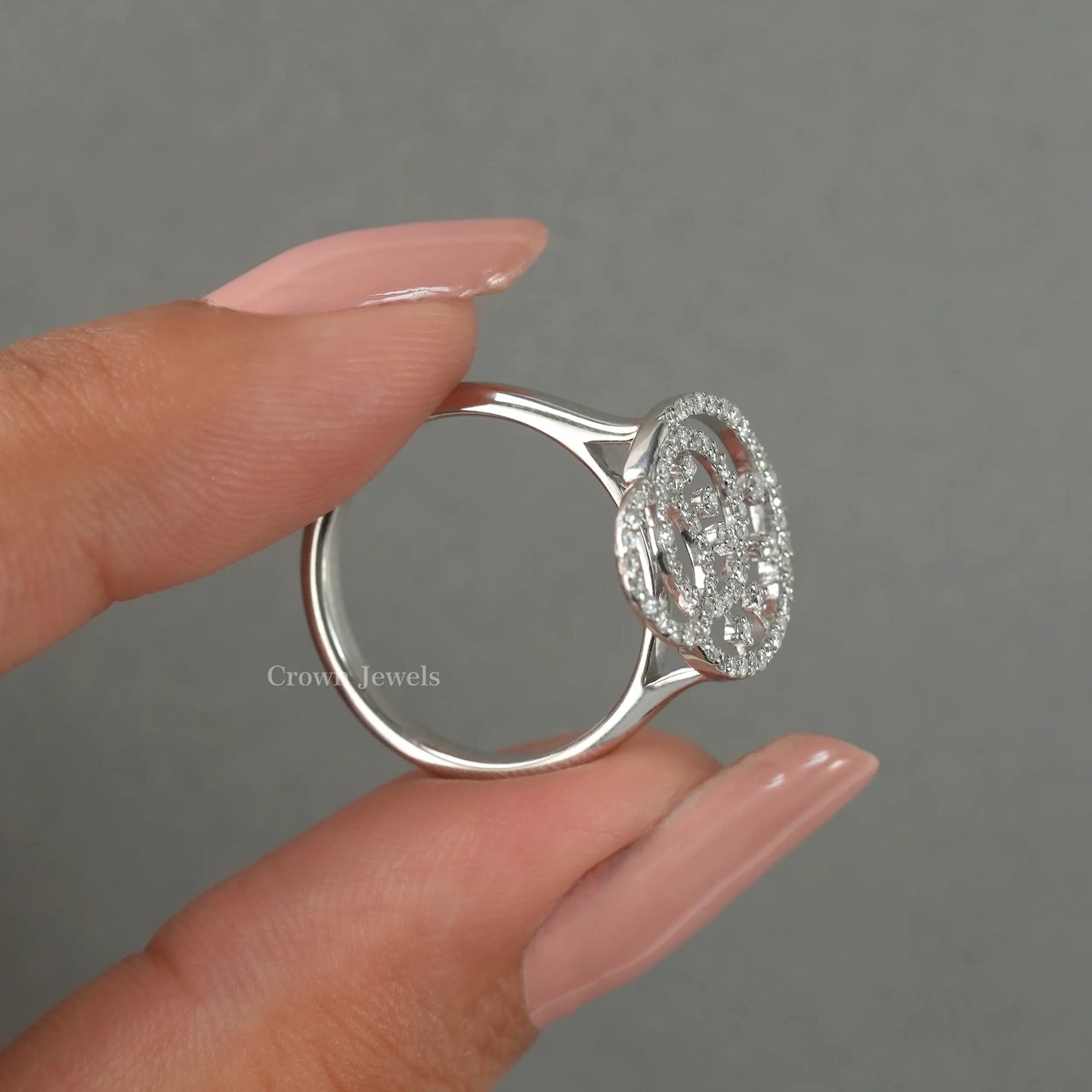 Round Cut Lab Grown Diamond Double Circle Ring