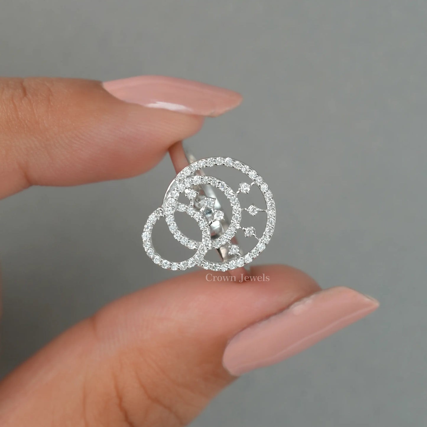 Round Cut Lab Grown Diamond Double Circle Ring