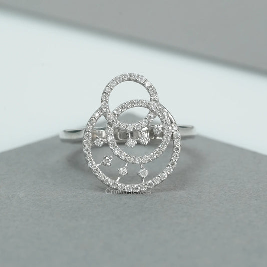Round Cut Lab Grown Diamond Double Circle Ring