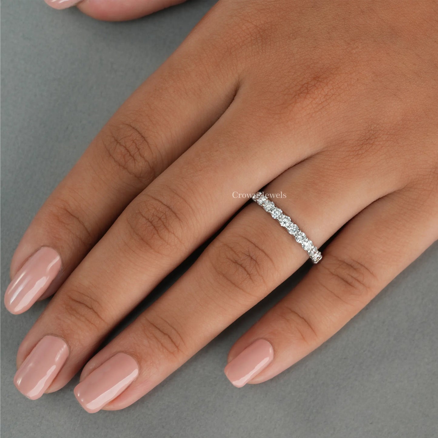 Round Diamond Eternity Wedding Band