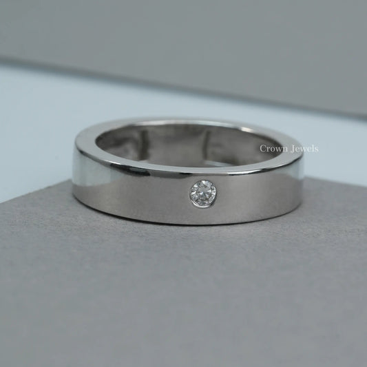 Single Diamond Solitaire Wedding Band For Men