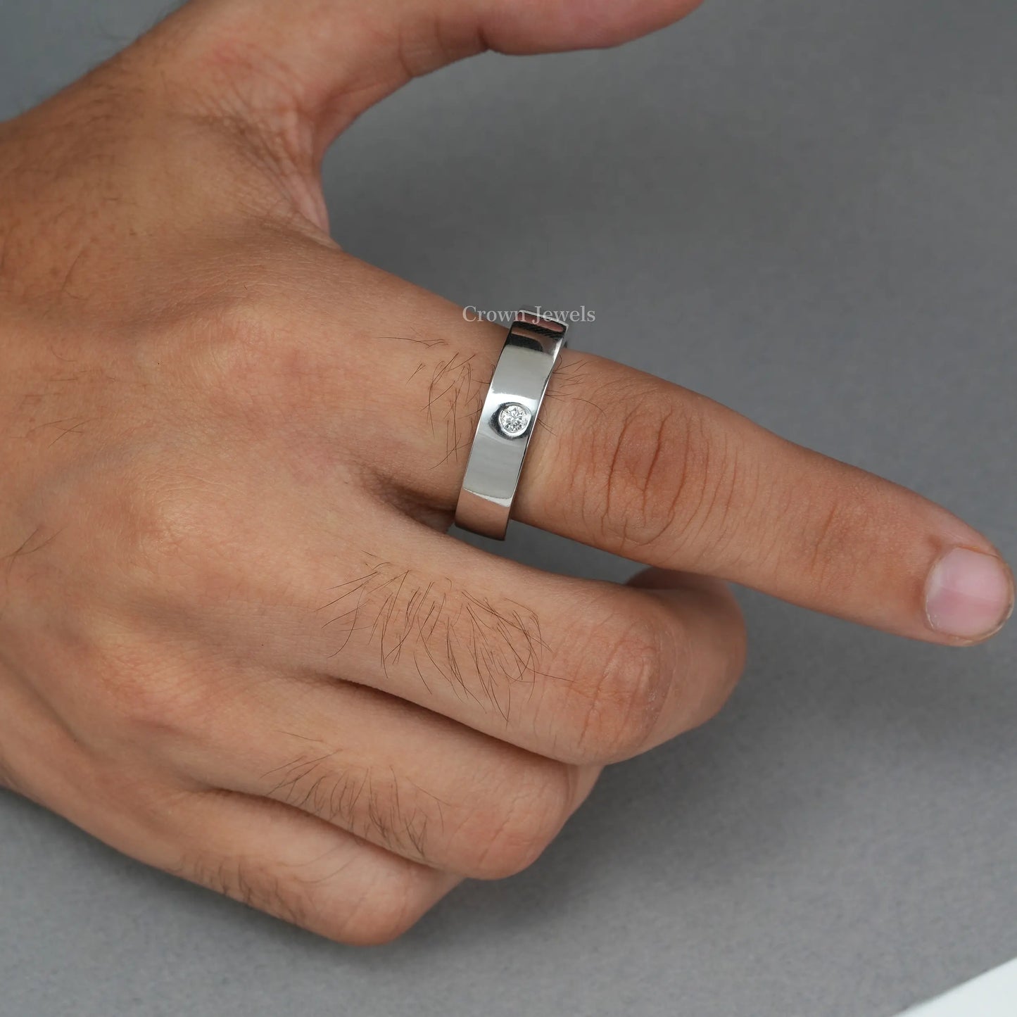 Single Diamond Solitaire Wedding Band For Men