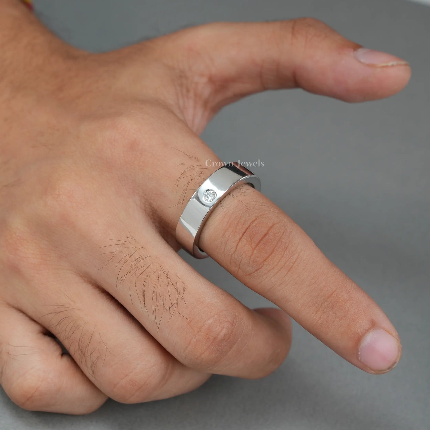 Single Diamond Solitaire Wedding Band For Men