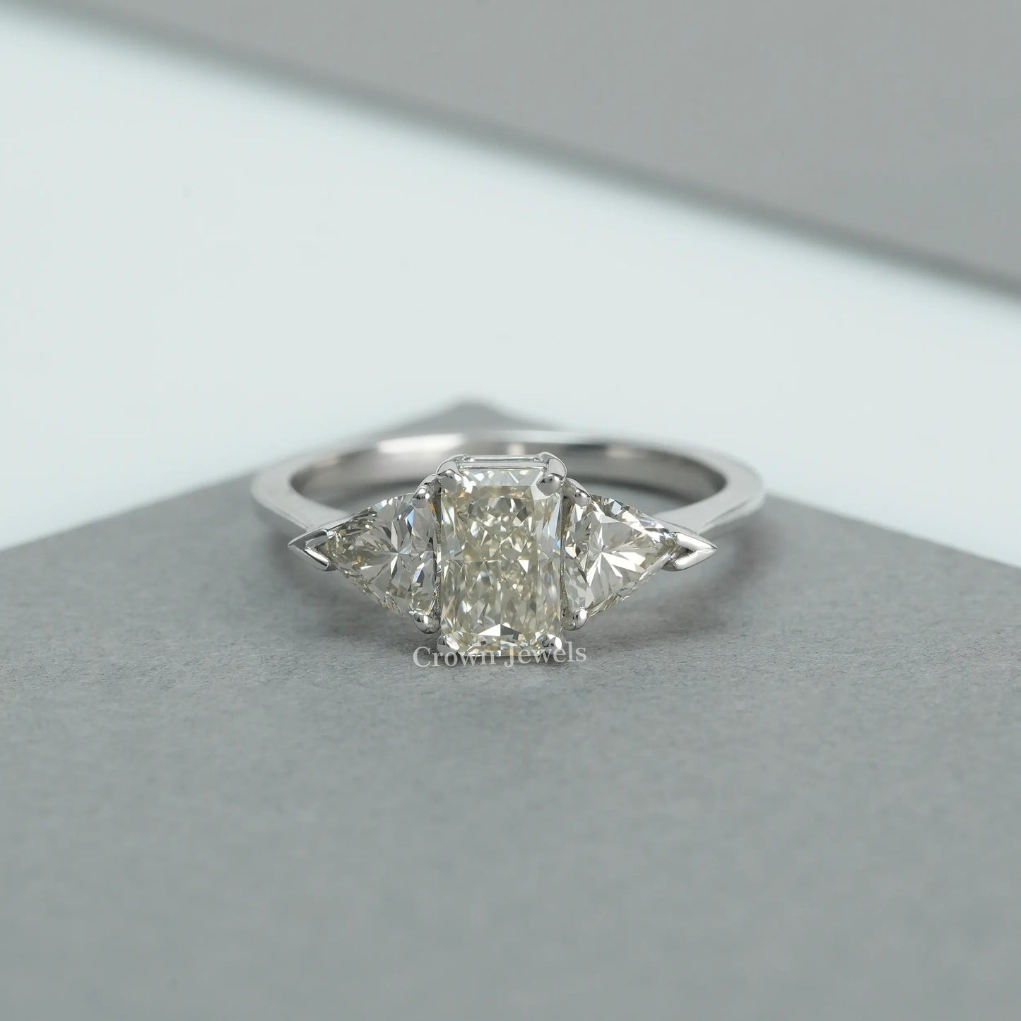 Radiant  Cut Three Stone Diamond Ring