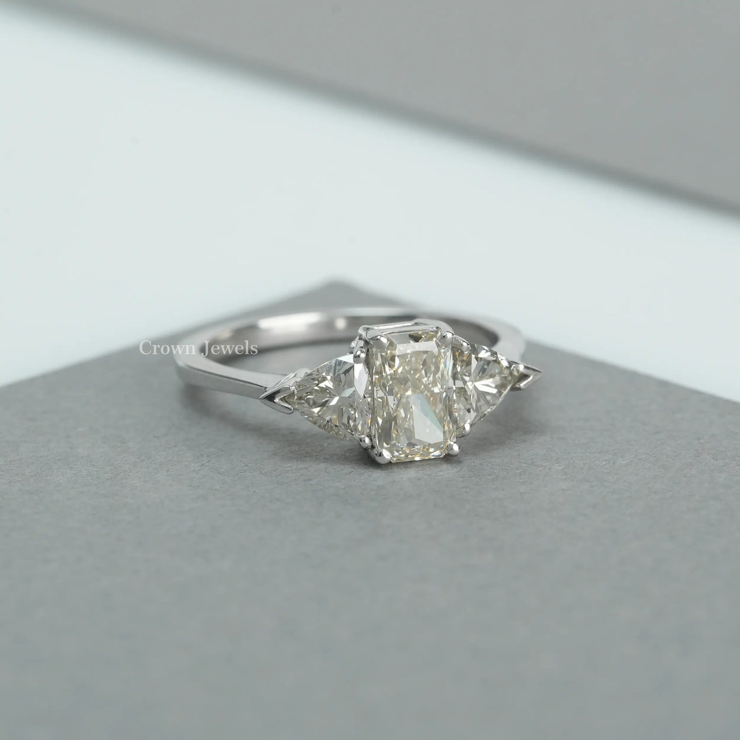 Radiant  Cut Three Stone Diamond Ring