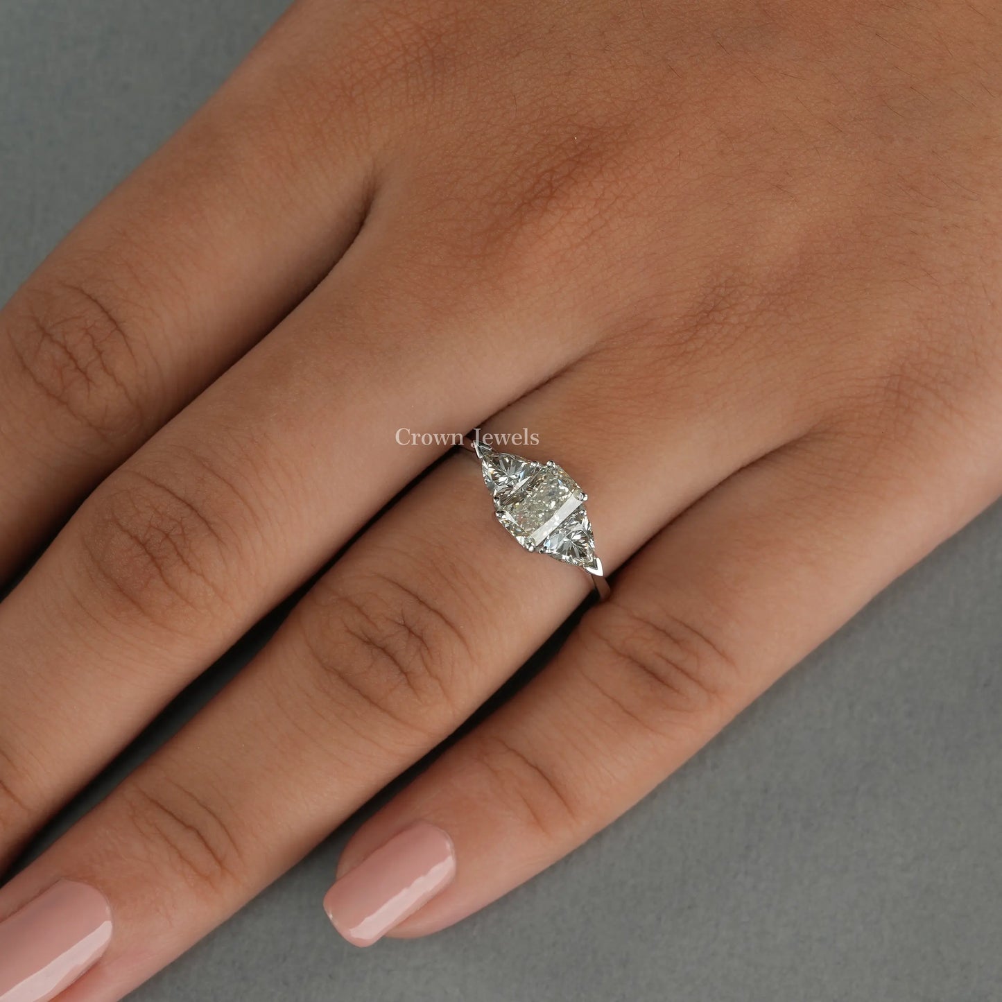 Radiant  Cut Three Stone Diamond Ring