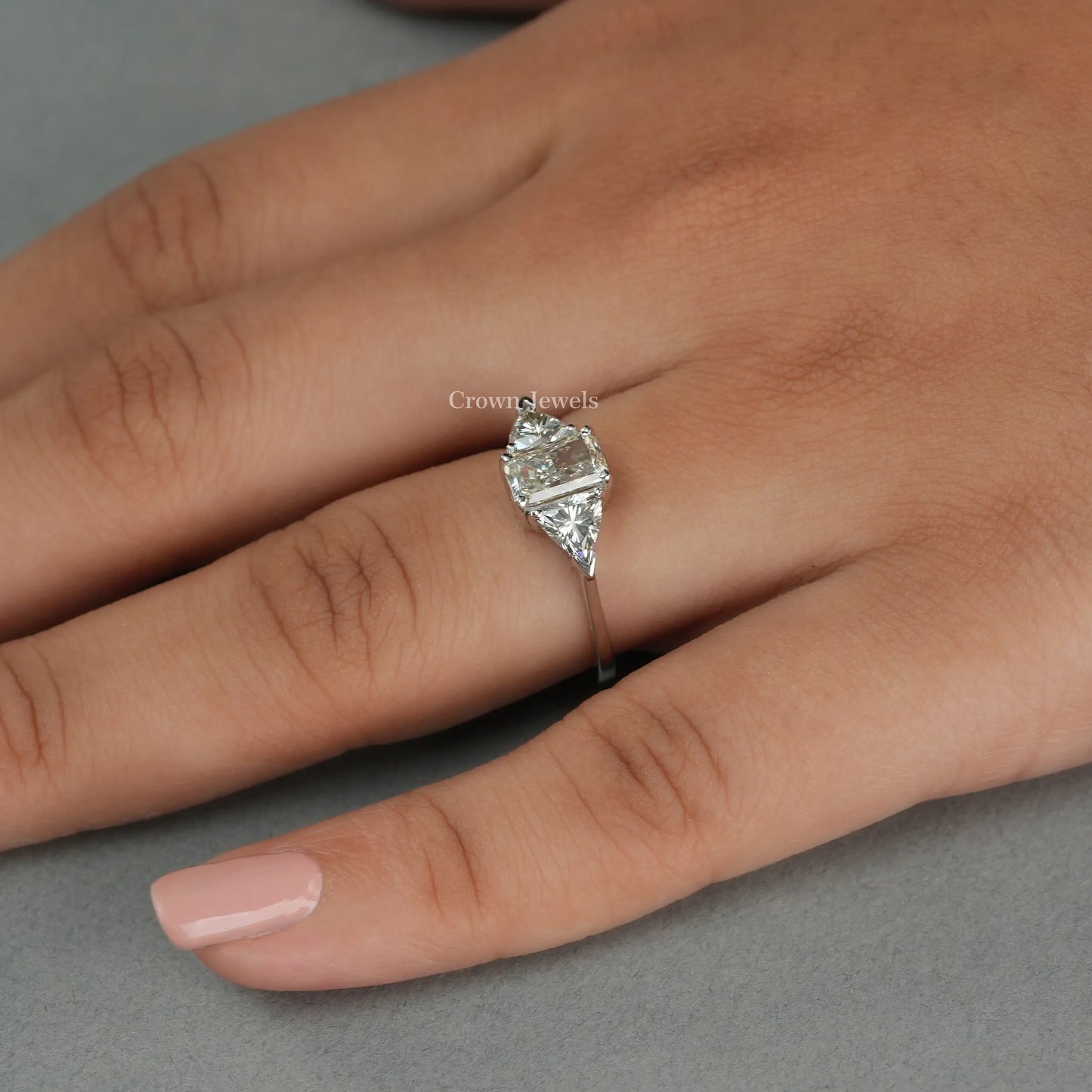 Radiant  Cut Three Stone Diamond Ring